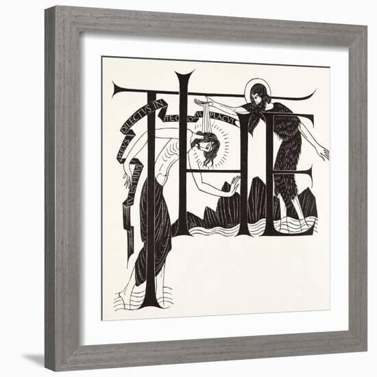 The Baptism of Jesus by John the Baptist from the Four Gospels, 1931-Eric Gill-Framed Giclee Print