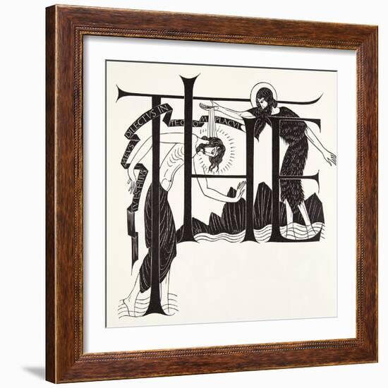 The Baptism of Jesus by John the Baptist from the Four Gospels, 1931-Eric Gill-Framed Giclee Print