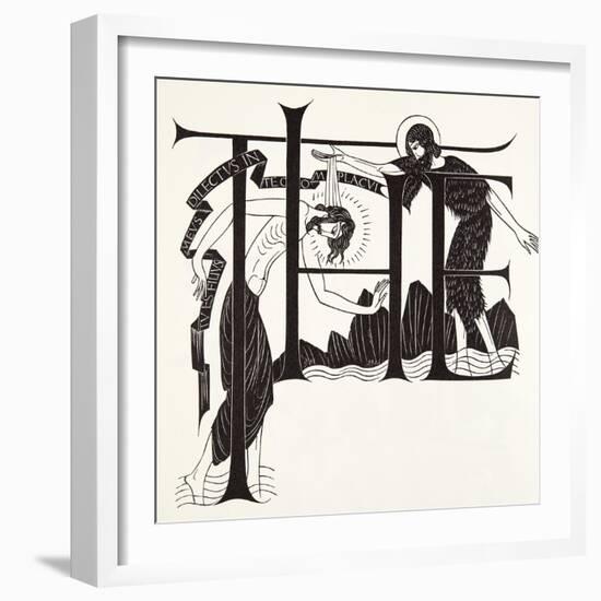 The Baptism of Jesus by John the Baptist from the Four Gospels, 1931-Eric Gill-Framed Giclee Print