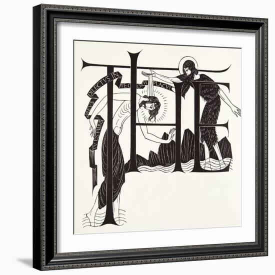 The Baptism of Jesus by John the Baptist from the Four Gospels, 1931-Eric Gill-Framed Giclee Print