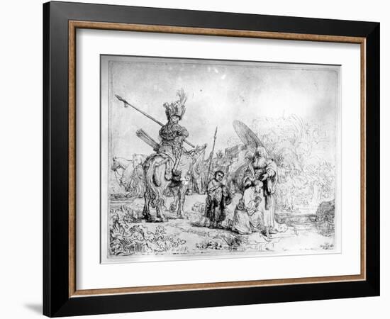 The Baptism of the Eunuch, 1641 (Etching)-Rembrandt van Rijn-Framed Giclee Print