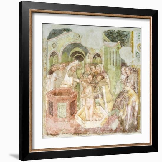 The Baptism of the Prince of England, Detail from the Fresco Legend of St Ursula, 1360-1366-Tommaso Da Modena Tommaso Da Modena-Framed Giclee Print