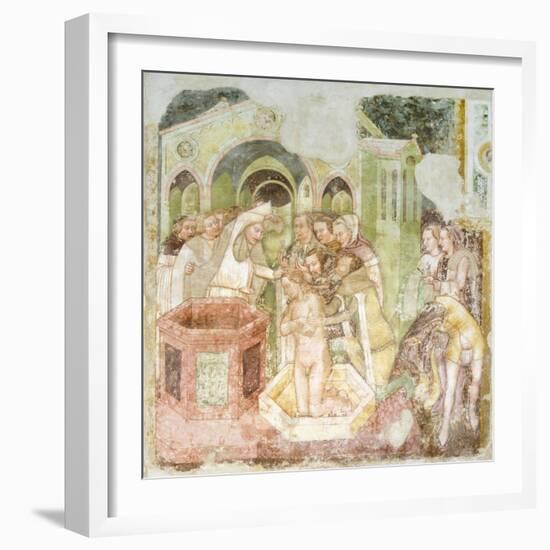 The Baptism of the Prince of England, Detail from the Fresco Legend of St Ursula, 1360-1366-Tommaso Da Modena Tommaso Da Modena-Framed Giclee Print