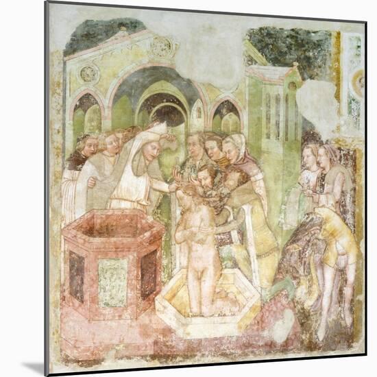 The Baptism of the Prince of England, Detail from the Fresco Legend of St Ursula, 1360-1366-Tommaso Da Modena Tommaso Da Modena-Mounted Giclee Print