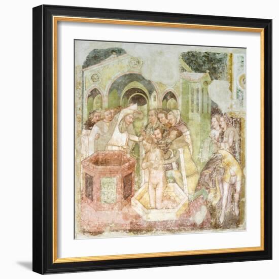The Baptism of the Prince of England, Detail from the Fresco Legend of St Ursula, 1360-1366-Tommaso Da Modena Tommaso Da Modena-Framed Giclee Print