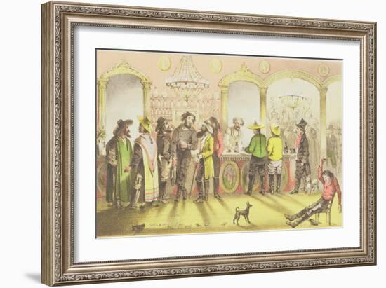 The Bar of a Gambling Saloon, Engraved by J. Brandard, 1855-Francis Samuel Marryat-Framed Giclee Print