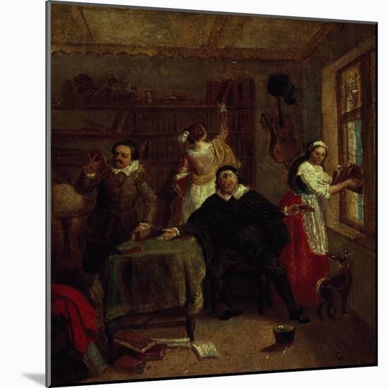 The Barber, Don Quixote's Niece, Priest and Housekeeper Purging Don Quixote's Library, Painting-John Michael Wright-Mounted Giclee Print