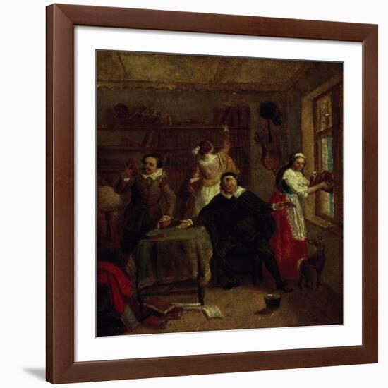 The Barber, Don Quixote's Niece, Priest and Housekeeper Purging Don Quixote's Library, Painting-John Michael Wright-Framed Giclee Print