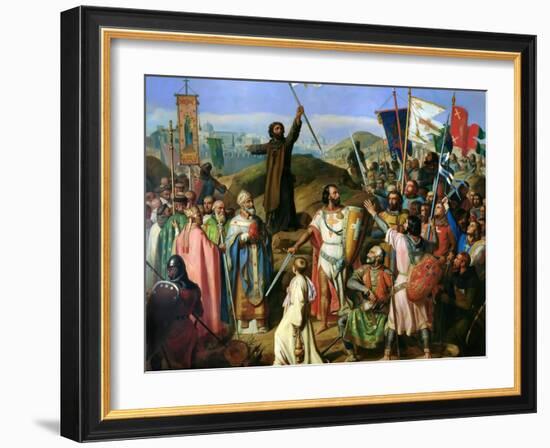 The Barefoot Procession of Crusaders around the City Walls of Jerusalem, July 14, 1099-Jean-Victor Schnetz-Framed Giclee Print