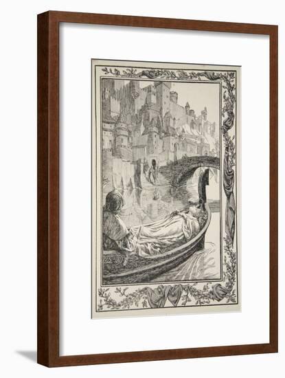 The Barge floated down the River, illustration from 'Stories of King Arthur and the Round Table'-Dora Curtis-Framed Giclee Print