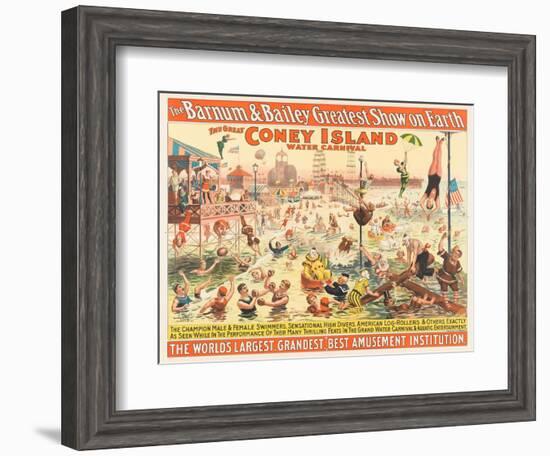The Barnum and Bailey Greatest Show on Earth - the Great Coney Island Water Carnival, C.1898--Framed Giclee Print