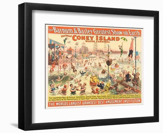 The Barnum and Bailey Greatest Show on Earth - the Great Coney Island Water Carnival, C.1898--Framed Giclee Print