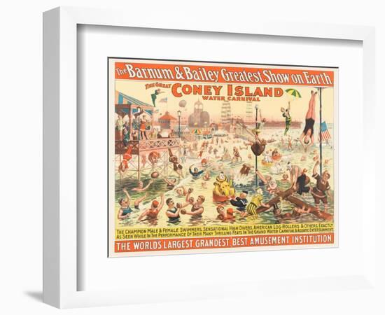 The Barnum and Bailey Greatest Show on Earth - the Great Coney Island Water Carnival, C.1898--Framed Giclee Print