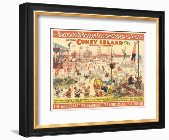 The Barnum and Bailey Greatest Show on Earth - the Great Coney Island Water Carnival, C.1898--Framed Giclee Print