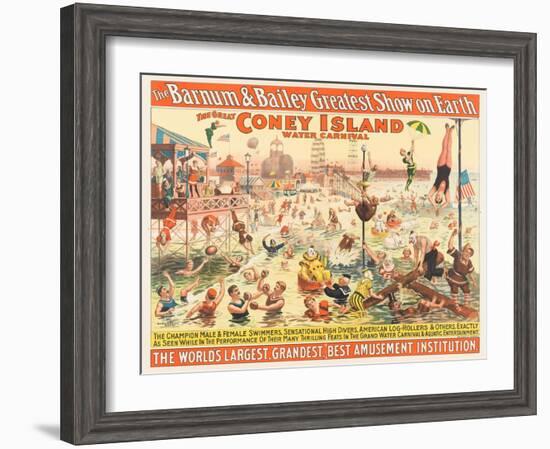 The Barnum and Bailey Greatest Show on Earth - the Great Coney Island Water Carnival, C.1898-null-Framed Premium Giclee Print