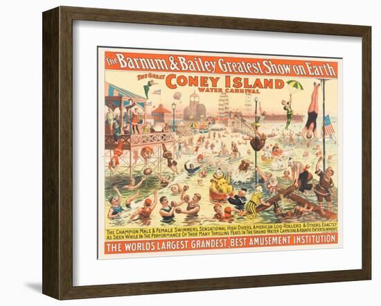 The Barnum and Bailey Greatest Show on Earth - the Great Coney Island Water Carnival, C.1898-null-Framed Premium Giclee Print