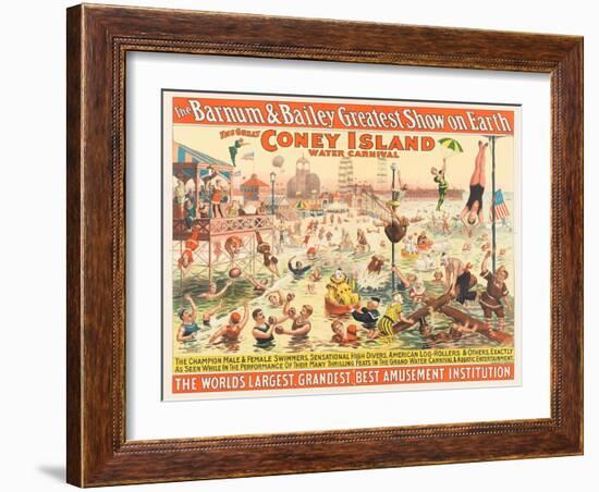 The Barnum and Bailey Greatest Show on Earth - the Great Coney Island Water Carnival, C.1898-null-Framed Premium Giclee Print