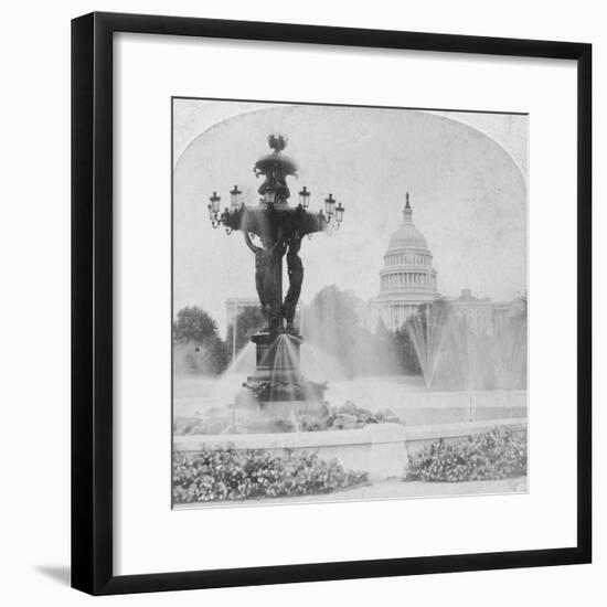 The Bartholdi Fountain and the Capitol, Washington DC, USA, Late 19th or Early 20th Century-null-Framed Photographic Print