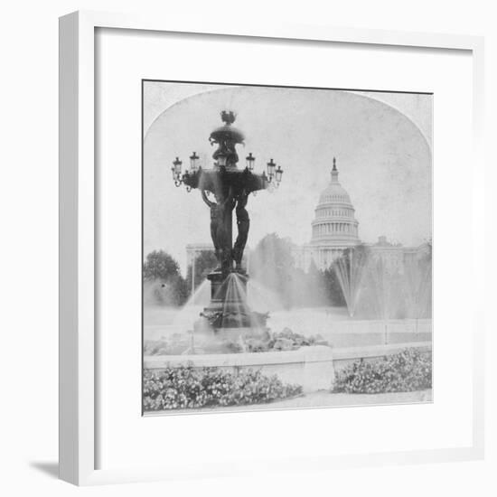 The Bartholdi Fountain and the Capitol, Washington DC, USA, Late 19th or Early 20th Century-null-Framed Photographic Print