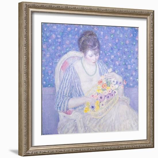 The Basket of Flowers, 1913-17-Frederick Carl Frieseke-Framed Art Print