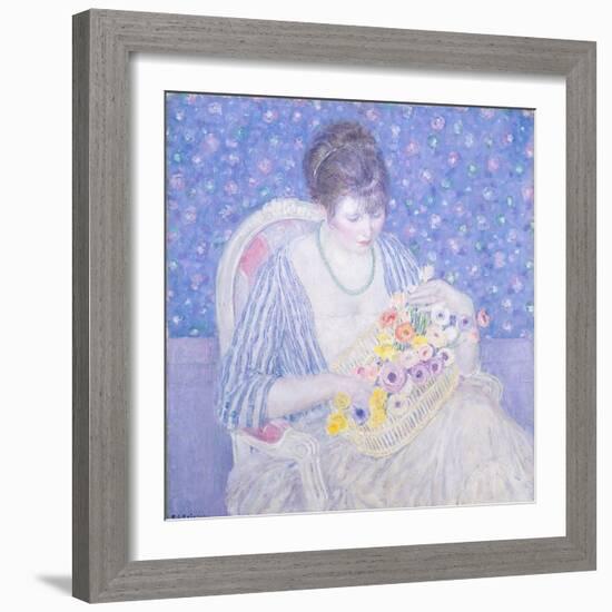 The Basket of Flowers, 1913-17-Frederick Carl Frieseke-Framed Art Print