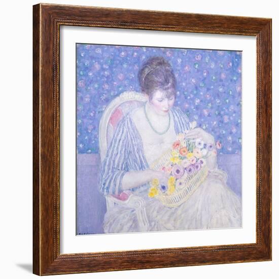 The Basket of Flowers, 1913-17-Frederick Carl Frieseke-Framed Art Print