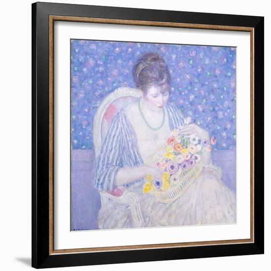 The Basket of Flowers, 1913-17-Frederick Carl Frieseke-Framed Art Print