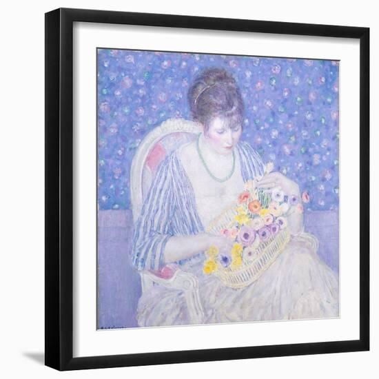 The Basket of Flowers, 1913-17-Frederick Carl Frieseke-Framed Art Print