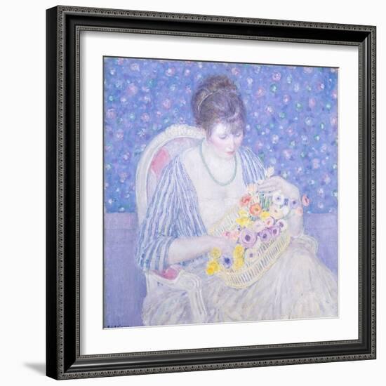 The Basket of Flowers, 1913-17-Frederick Carl Frieseke-Framed Art Print