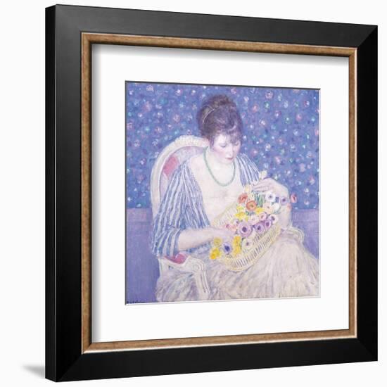 The Basket Of Flowers, c.1913-1917-Frederick Carl Frieseke-Framed Premium Giclee Print