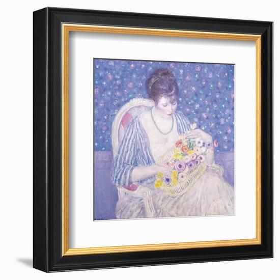 The Basket Of Flowers, c.1913-1917-Frederick Carl Frieseke-Framed Premium Giclee Print