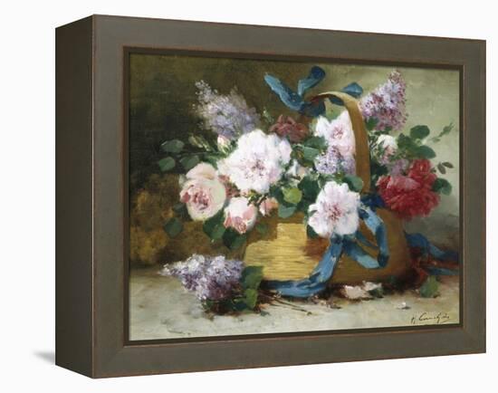 The Basket of Flowers-Eugene Henri Cauchois-Framed Premier Image Canvas
