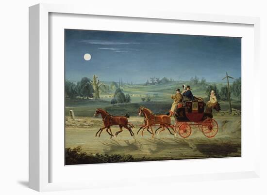 The Bath, Bristol and London Royal Mail Coach at Night-James Pollard-Framed Giclee Print