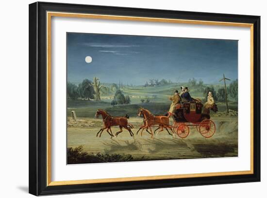 The Bath, Bristol and London Royal Mail Coach at Night-James Pollard-Framed Giclee Print