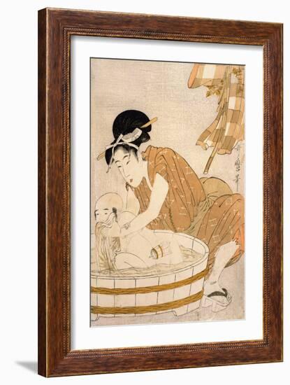 The Bath, Edo Period-Kitagawa Utamaro-Framed Giclee Print