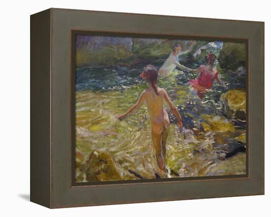 The Bath, Javea-Joaquín Sorolla y Bastida-Framed Stretched Canvas