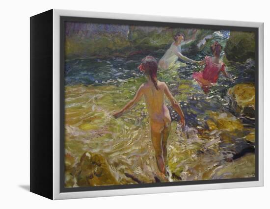 The Bath, Javea-Joaquín Sorolla y Bastida-Framed Stretched Canvas