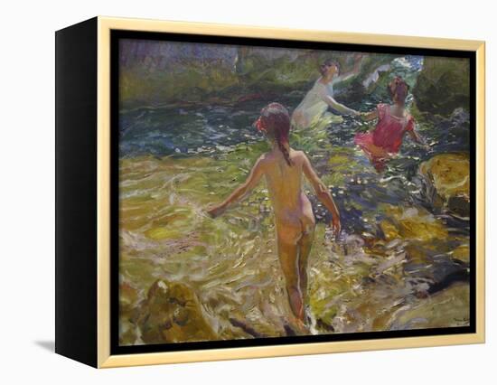 The Bath, Javea-Joaquín Sorolla y Bastida-Framed Stretched Canvas