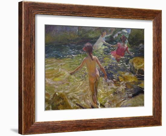 The Bath, Javea-Joaquín Sorolla y Bastida-Framed Art Print