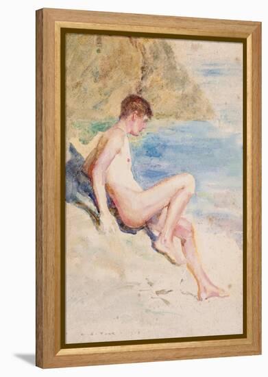 The Bather, 1910 (Pencil & W/C on Paper)-Henry Scott Tuke-Framed Premier Image Canvas