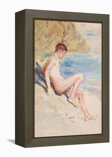 The Bather, 1910 (Pencil & W/C on Paper)-Henry Scott Tuke-Framed Premier Image Canvas