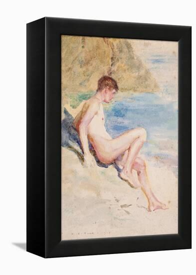 The Bather, 1910 (Pencil & W/C on Paper)-Henry Scott Tuke-Framed Premier Image Canvas