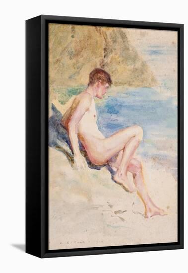 The Bather, 1910 (Pencil & W/C on Paper)-Henry Scott Tuke-Framed Premier Image Canvas