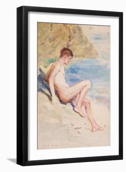The Bather, 1910 (Pencil & W/C on Paper)-Henry Scott Tuke-Framed Giclee Print