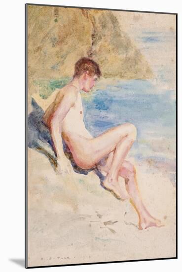 The Bather, 1910 (Pencil & W/C on Paper)-Henry Scott Tuke-Mounted Giclee Print