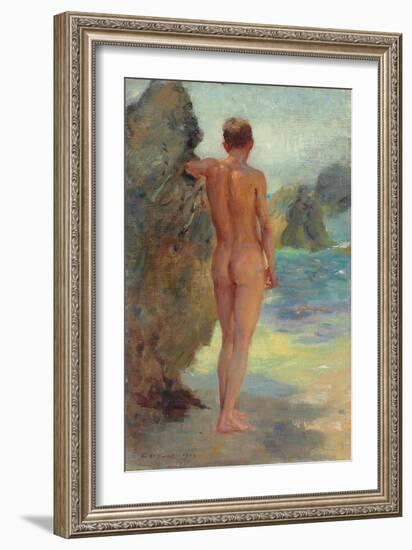 The Bather, 1912 (Oil on Canvas)-Henry Scott Tuke-Framed Giclee Print