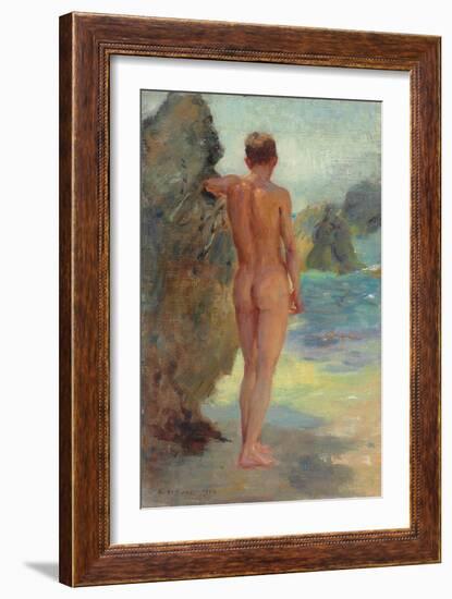 The Bather, 1912 (Oil on Canvas)-Henry Scott Tuke-Framed Giclee Print