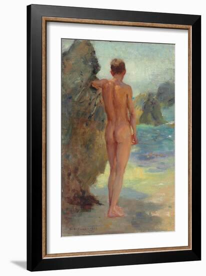The Bather, 1912 (Oil on Canvas)-Henry Scott Tuke-Framed Giclee Print