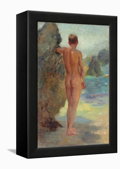 The Bather, 1912 (Oil on Canvas)-Henry Scott Tuke-Framed Premier Image Canvas