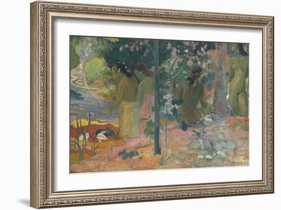 The Bathers, by Paul Gauguin, 1897, French Post-Impressionist painting,-Paul Gauguin-Framed Art Print